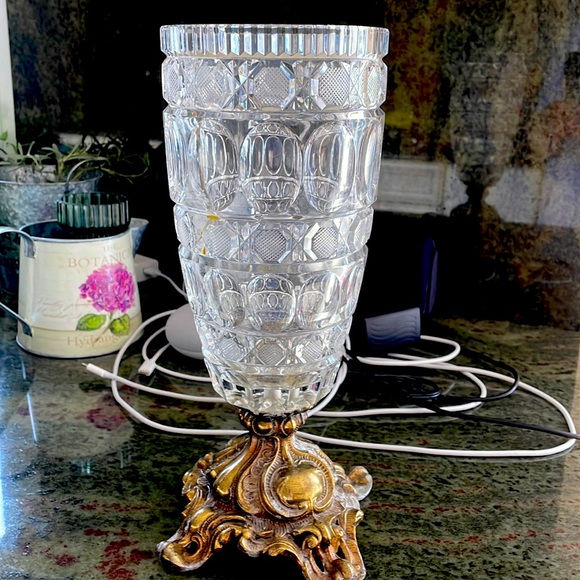 Accents Vintage Old Crystal Vase With Brass Poshmark